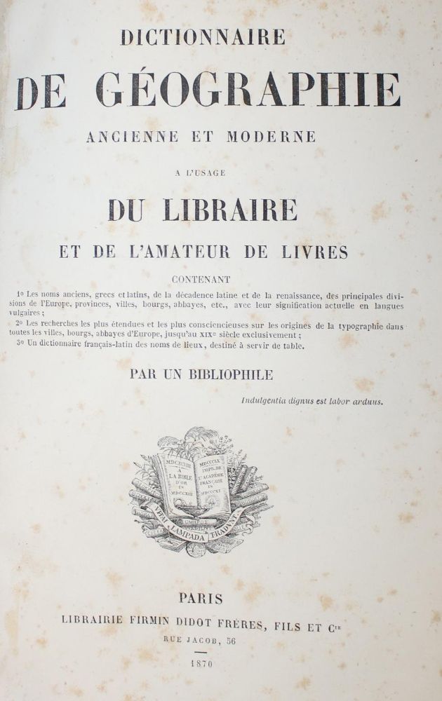 Große Abbildung Nr.1: 136-738 Brunet,J.C. u. P.Deschamps.: (Bibliographie und Buchwesen)