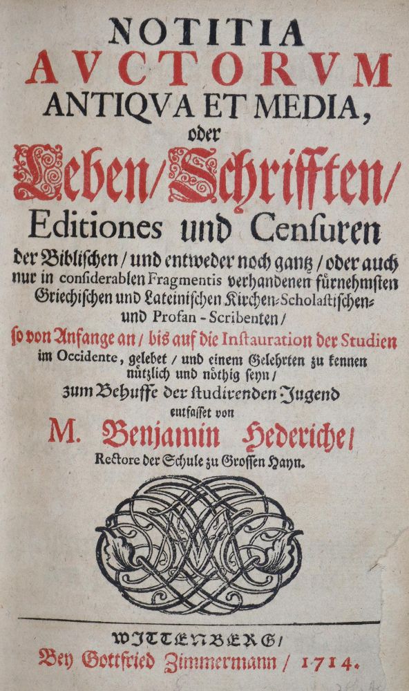 Große Abbildung Nr.1: 136-797 Hederich,B.: (Bibliographie und Buchwesen)