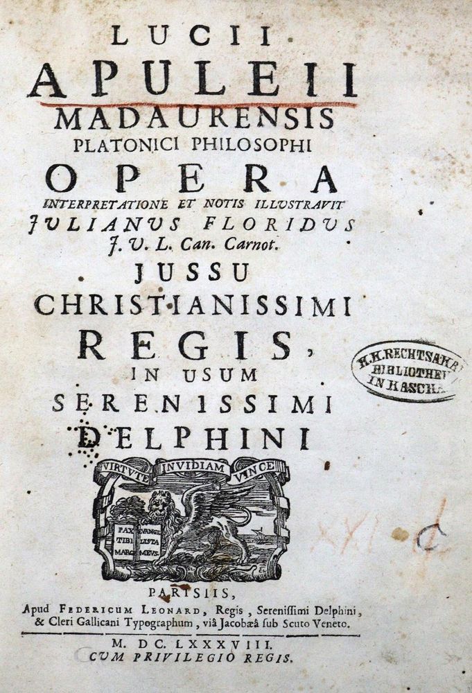 Große Abbildung Nr.1: 136-958 Apuleius,L.: (Literatur und illustrierte Bücher bis 19.Jahrhundert)