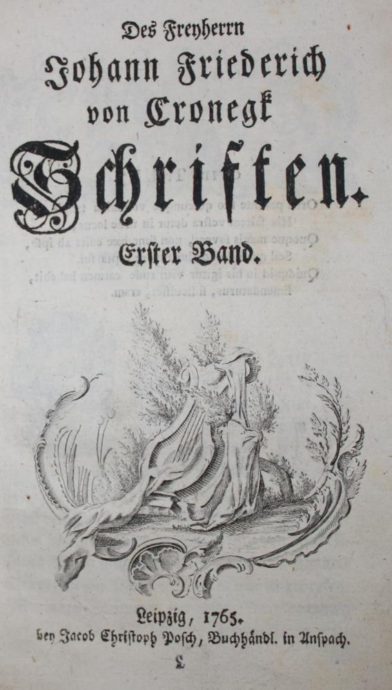 Große Abbildung Nr.1: 136-978 Cronegk,J.F.v.: (Literatur und illustrierte Bücher bis 19.Jahrhundert)