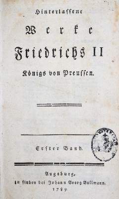 Bild Nr.1: 136-1003 Friedrich II. von Preußen.: (Literatur und illustrierte Bücher bis 19.Jahrhundert)