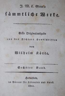 Bild Nr.1: 136-1009 Gleim,J.W.L.: (Literatur und illustrierte Bücher bis 19.Jahrhundert)