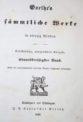 Bild Nr.1: 136-1017 Goethe,J.W.v.: (Literatur und illustrierte Bücher bis 19.Jahrhundert)
