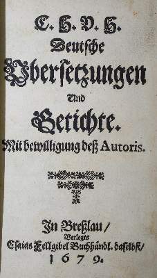 Bild Nr.1: 136-1041 (Hoffmann v. Hoffmannswaldau,C.).: (Literatur und illustrierte Bücher bis 19.Jahrhundert)