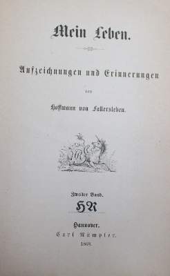 Bild Nr.1: 136-1042 Hoffmann von Fallersleben,(A.H.).: (Literatur und illustrierte Bücher bis 19.Jahrhundert)