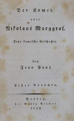 Bild Nr.1: 136-1047 Jean Paul (d.i. J.P.F.Richter).: (Literatur und illustrierte Bücher bis 19.Jahrhundert)