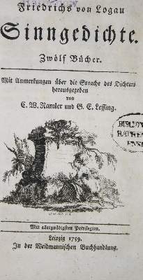 Bild Nr.1: 136-1086 Logau,F.v.: (Lessing)