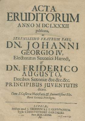 Bild Nr.2: 136-1577 Acta eruditorum.: (Verschiedene Gebiete - Varia)