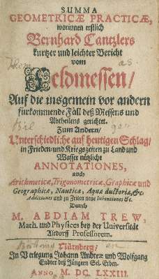 Bild Nr.1: 136-1722 Cantzler,B.: (Verschiedene Gebiete - Varia, Vermessungswesen)