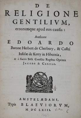 Bild Nr.1: 136-189 Herbert of Cherbury,E.: (Alte Drucke, Handschriften und Theologie)