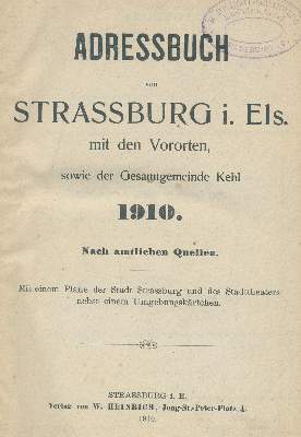 Bild Nr.1: 136-2010 Adressbuch: (Frankreich, Straßburg)