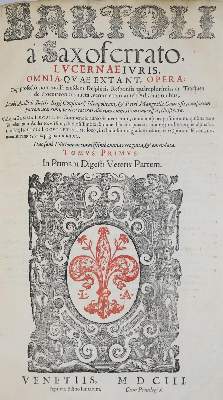 Bild Nr.1: 136-21 Bartolus de Saxoferrato.: (Alte Drucke, Handschriften und Theologie)