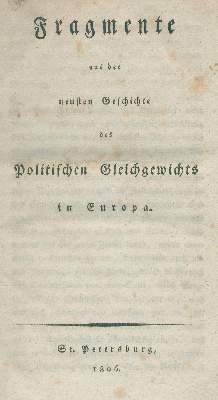 Bild Nr.1: 136-2109 (Gentz,F.v.).: (Verschiedene Länder - Geschichte)