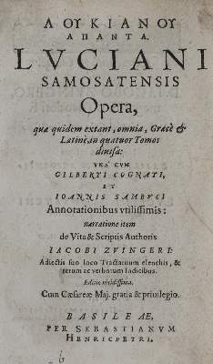 Bild Nr.1: 136-245 Lukian von Samosata.: (Alte Drucke, Handschriften und Theologie)
