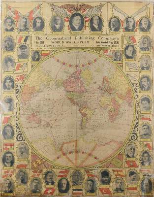 Bild Nr.1: 136-3155 Weltkarte in einer Hemisphäre.: (Ausland, Weltkarten)