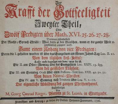 Bild Nr.1: 136-318 Rieger,G.C.: (Alte Drucke, Handschriften und Theologie)