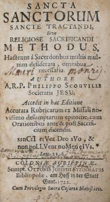 Bild Nr.1: 136-339 Scouville,P.de: (Alte Drucke, Handschriften und Theologie)