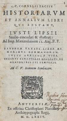 Bild Nr.1: 136-351 Tacitus,C.C.: (Alte Drucke, Handschriften und Theologie)