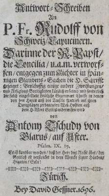 Bild Nr.1: 136-368 Tschudy,A.: (Alte Drucke, Handschriften und Theologie)