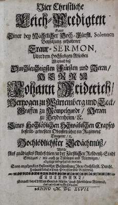 Bild Nr.4: 136-373 Vier Christliche Leich-Predigten,: (Alte Drucke, Handschriften und Theologie)