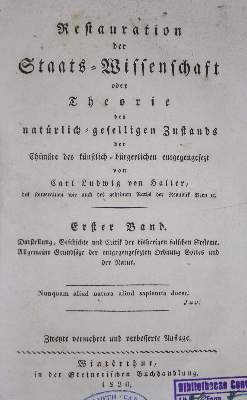 Bild Nr.1: 136-402 Haller,K.L.v.: (Politik und Staatswissenschaften)