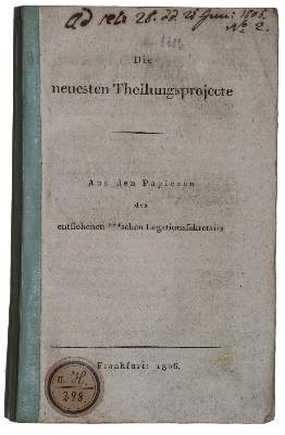 Bild Nr.1: 136-405 Neuesten Theilungsprojecte, Die.: (Politik und Staatswissenschaften)