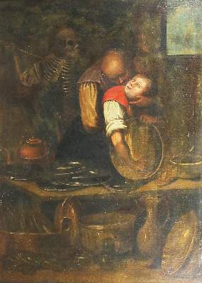 Bild Nr.1: 136-4162 Tod in der Küche, Der.: (Künstlergraphik, Totentanz)
