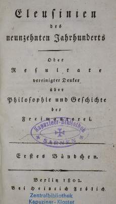Bild Nr.1: 136-434 Fischer,J.K. u. I.A.Fessler.: (Freimaurerei)