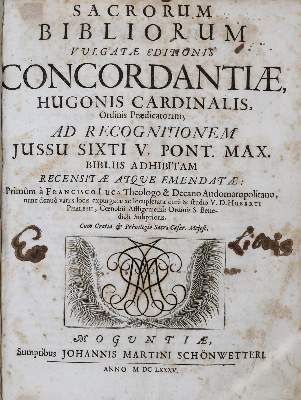 Bild Nr.1: 136-49 Hugo de Sancto Caro.: (Bibeln, Konkordanz)