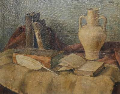 Bild Nr.1: 136-745 Heinrich,A.: (Bücherstillleben)