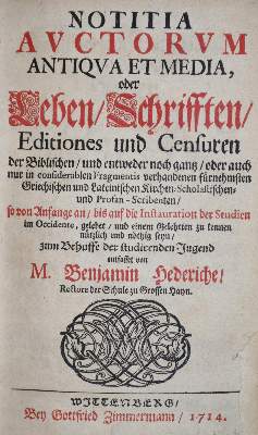 Bild Nr.1: 136-797 Hederich,B.: (Bibliographie und Buchwesen)
