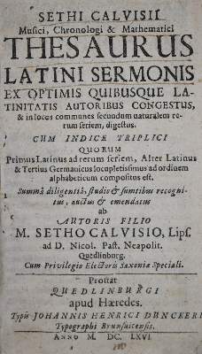 Bild Nr.1: 136-806 Calvisius,S.: (Lexika - Wörterbücher - Sprachwissenschaften)
