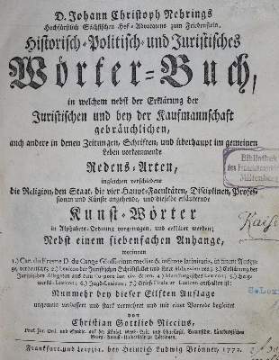 Bild Nr.1: 136-812 Nehring,J.C.: (Lexika - Wörterbücher - Sprachwissenschaften)
