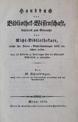 Bild Nr.1: 136-834 Schrettinger,M.: (Bibliographie und Buchwesen)
