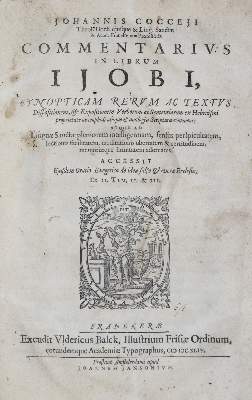 Bild Nr.1: 136-89 Coccejus,J.: (Alte Drucke, Handschriften und Theologie)