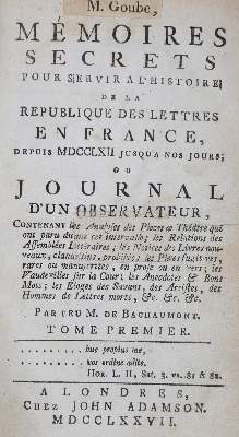 Bild Nr.1: 136-960 Bachaumont, L. Petit de u.a.: (Literatur und illustrierte Bücher bis 19.Jahrhundert)