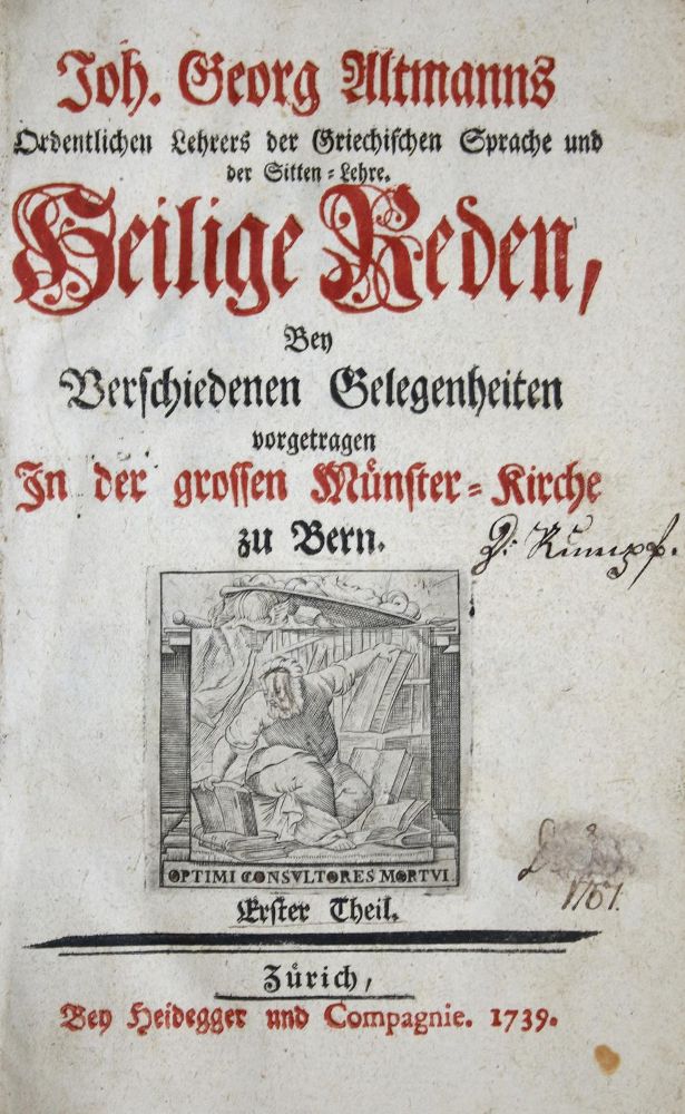 Große Abbildung Nr.1: 137-10 Altmann,J.G.: (Alte Drucke, Handschriften und Theologie)