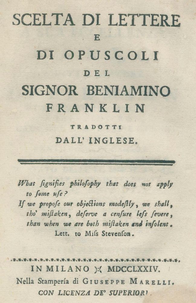 Große Abbildung Nr.1: 137-1004 Franklin,B.: (Literatur und illustrierte Bücher bis 19.Jahrhundert)
