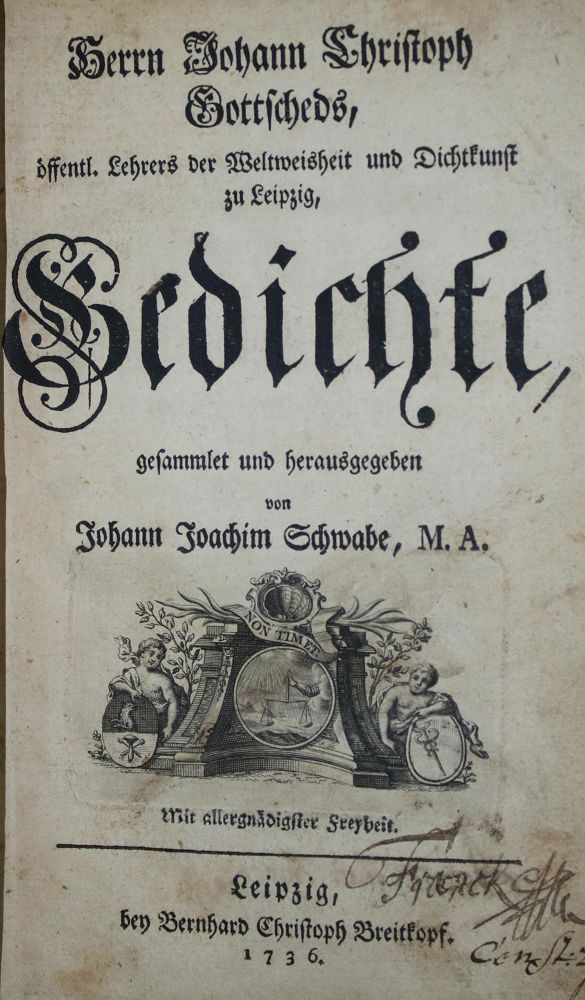 Große Abbildung Nr.1: 137-1017 Gottsched,J.C.: (Literatur und illustrierte Bücher bis 19.Jahrhundert)