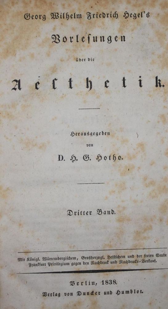Große Abbildung Nr.1: 137-1028 Hegel,G.W.F.: (Literatur und illustrierte Bücher bis 19.Jahrhundert)
