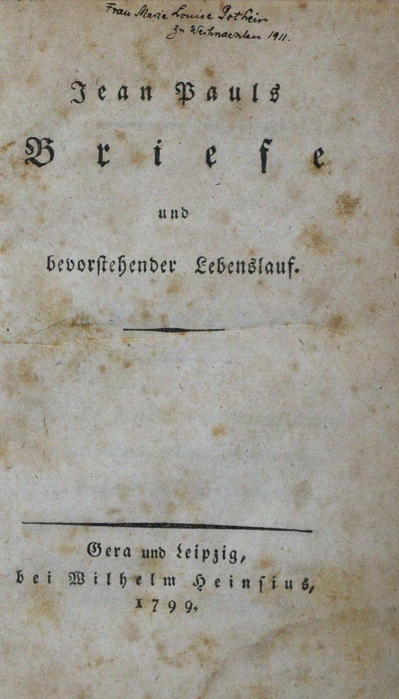 Große Abbildung Nr.1: 137-1037 Jean Paul (d. i. J.P.F.Richter).: (Literatur und illustrierte Bücher bis 19.Jahrhundert)
