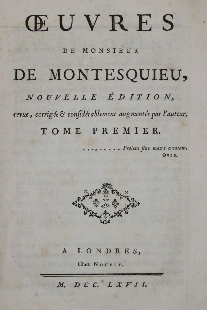 Große Abbildung Nr.1: 137-1073 Montesquieu,C.L.S.de.: (Literatur und illustrierte Bücher bis 19.Jahrhundert)
