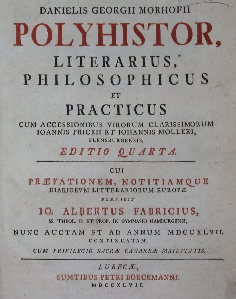 Große Abbildung Nr.2: 137-1074 Morhof,D.G.: (Literatur und illustrierte Bücher bis 19.Jahrhundert)
