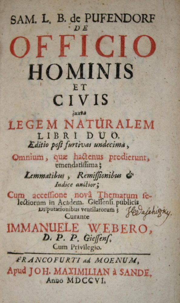 Große Abbildung Nr.1: 137-1084 Pufendorf,S.v.: (Literatur und illustrierte Bücher bis 19.Jahrhundert)