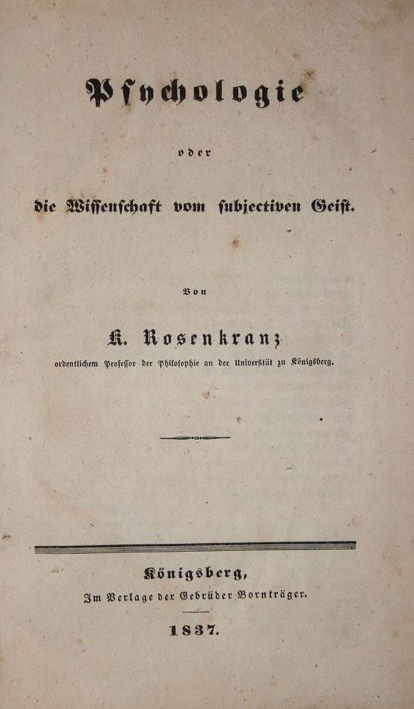 Große Abbildung Nr.1: 137-1085 Rosenkranz,K.: (Literatur und illustrierte Bücher bis 19.Jahrhundert)