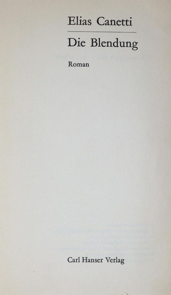 Große Abbildung Nr.1: 137-1138 Canetti,E.: (Literatur und illustrierte Bücher 20.Jahrhundert - Alte Literatur in modernen Ausgaben)