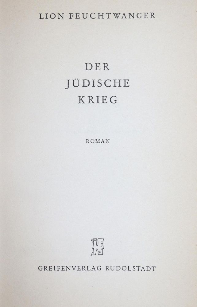 Große Abbildung Nr.2: 137-1189 Feuchtwanger,L.: (Literatur und illustrierte Bücher 20.Jahrhundert - Alte Literatur in modernen Ausgaben)