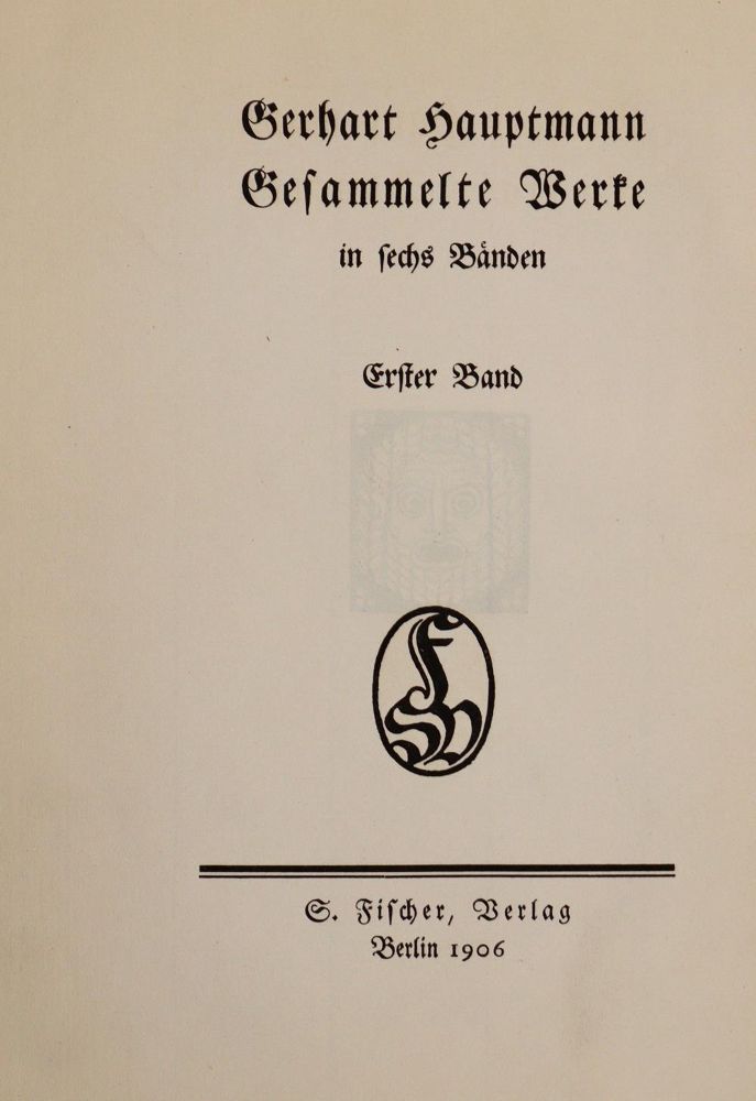 Große Abbildung Nr.1: 137-1218 Hauptmann,G.: (Literatur und illustrierte Bücher 20.Jahrhundert - Alte Literatur in modernen Ausgaben)