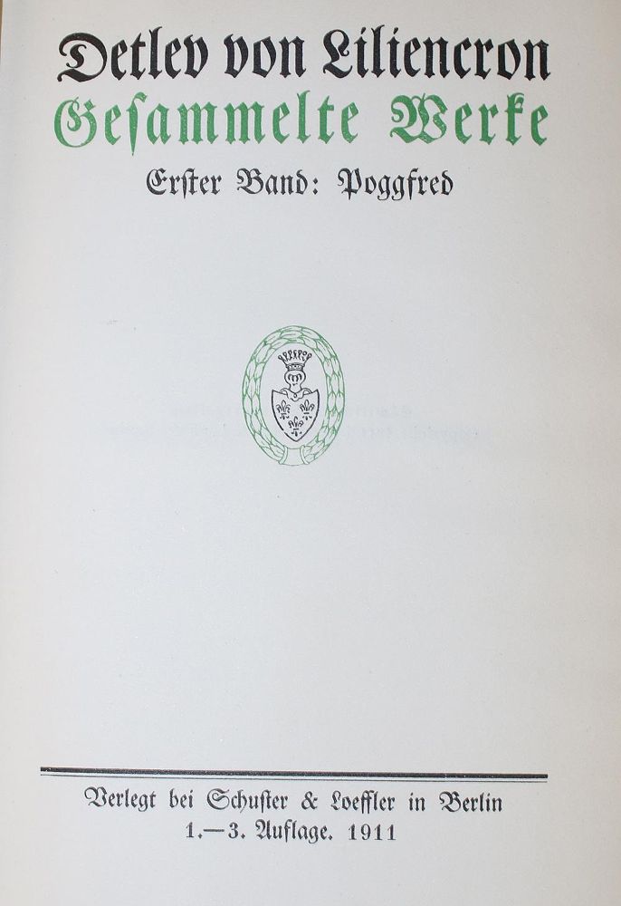 Große Abbildung Nr.1: 137-1278 Liliencron,D.v.: (Literatur und illustrierte Bücher 20.Jahrhundert - Alte Literatur in modernen Ausgaben)