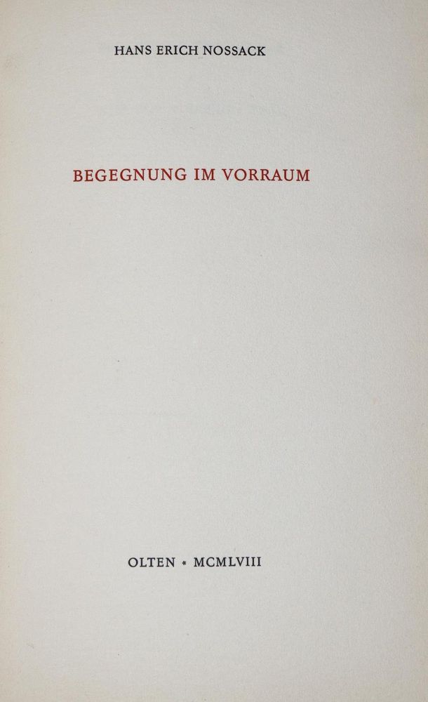 Große Abbildung Nr.1: 137-1308 Nossack,H.E.: (Literatur und illustrierte Bücher 20.Jahrhundert - Alte Literatur in modernen Ausgaben)